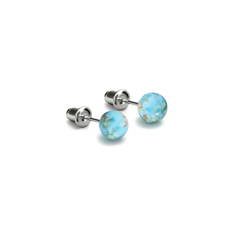 Himmelblau | 925er Sterlingsilber | Mini-Glühwürmchen-Ohrstecker aus Glas